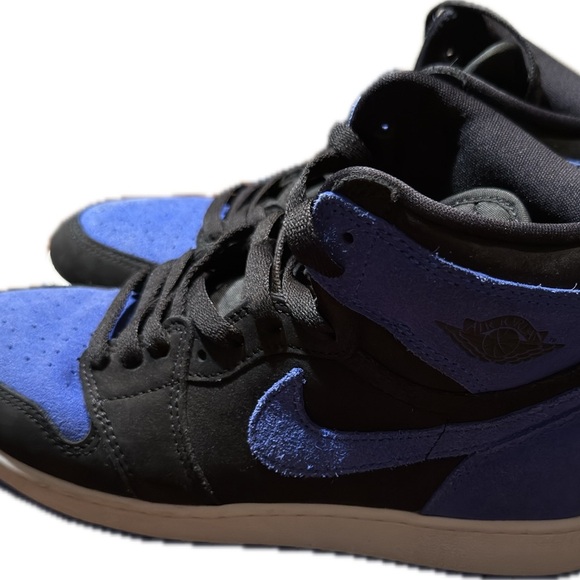 Jordan Retro 1s Black and Blue High-Top Sneakers - Picture 3 of 5